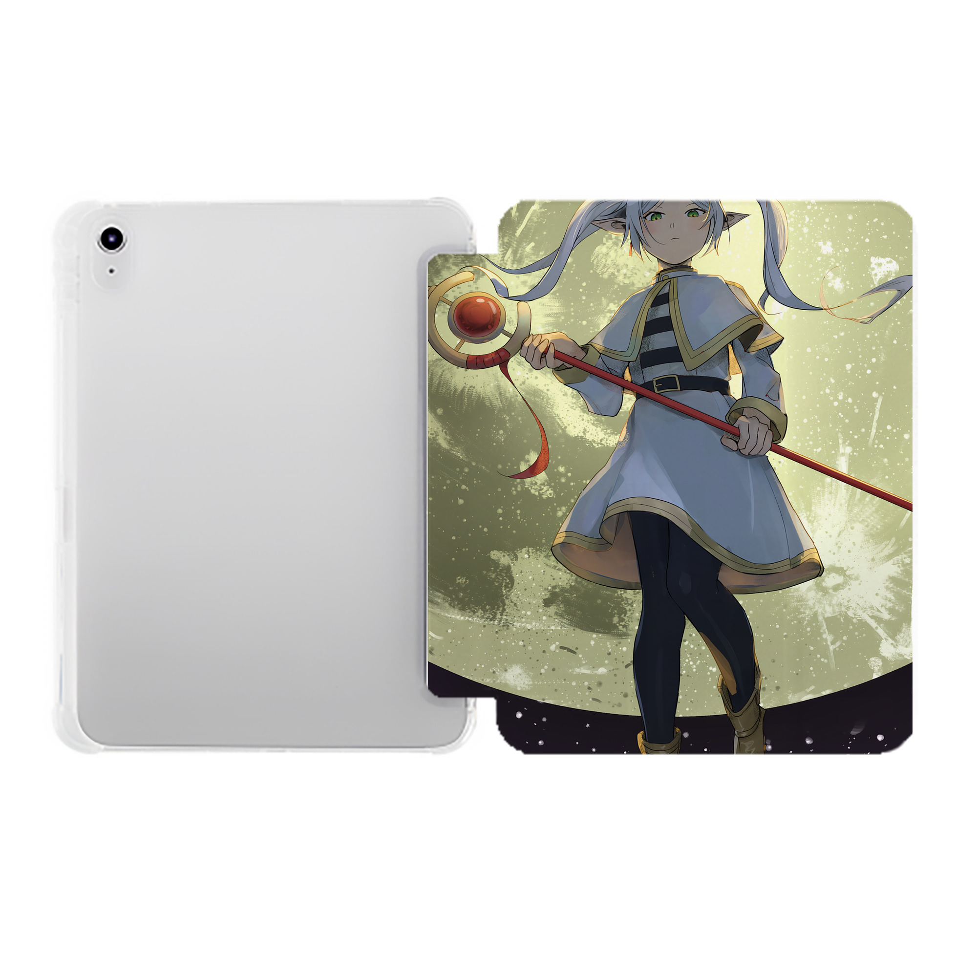 （画像用） 葬送のフリーレン Frieren IPad ケース ペン収納付き 三つ折りスタンド PUレザー×シリコン 対応機種9.5/10.5/10.9インチ